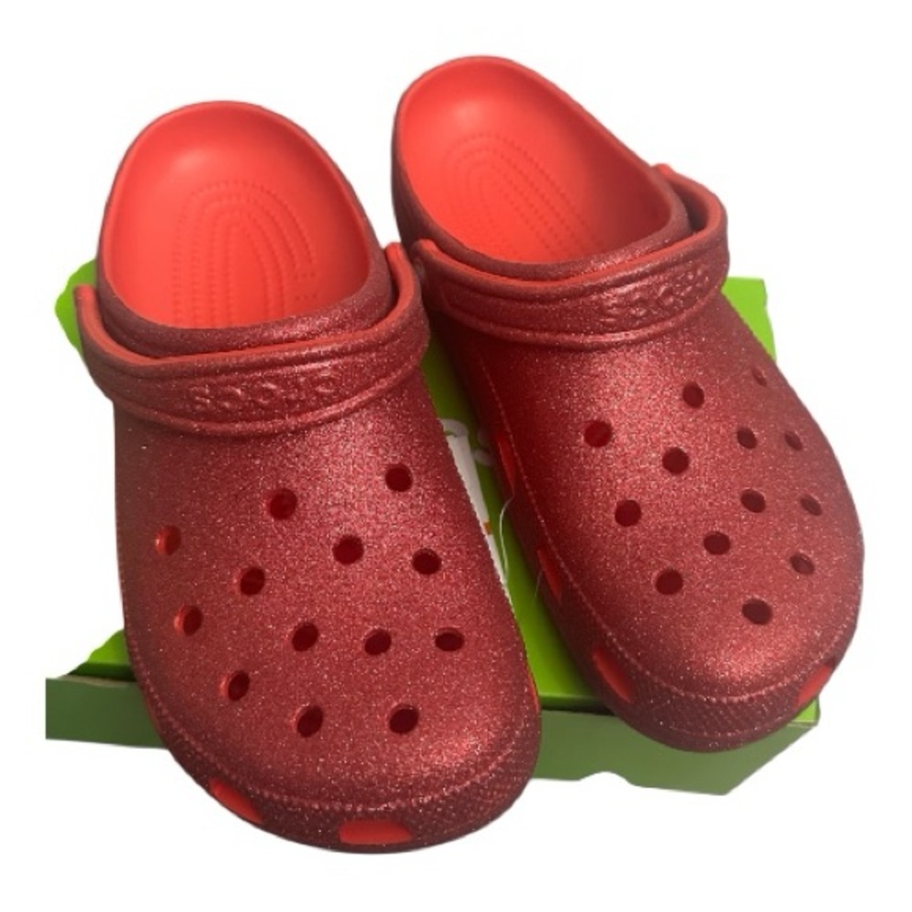 CROCS Sparkly Red Slip-Ons